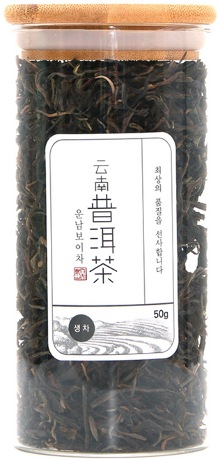 운남보이차 생차 유리병 L, 50g, 1개입, 1개