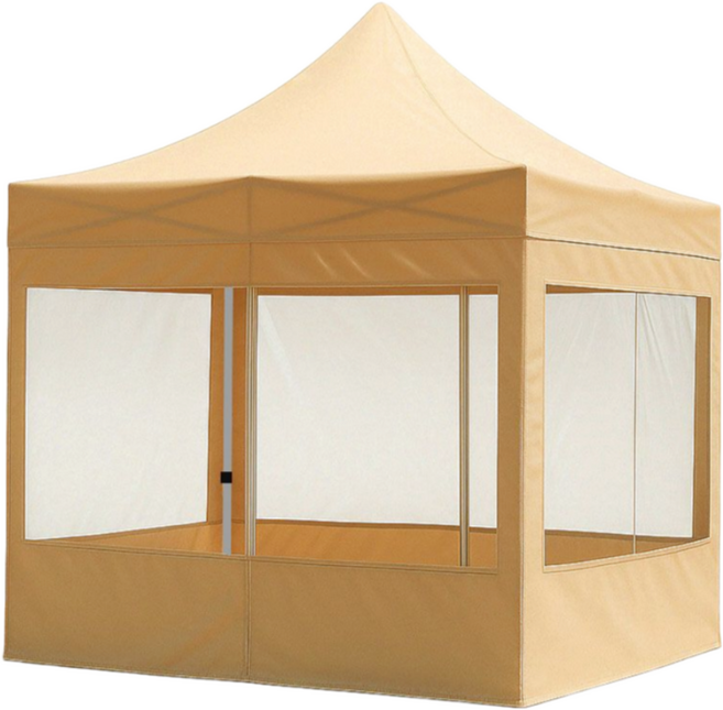 리브포어스 프리미엄 접이식 캐노피 천막+프레임+투명바람막이세트+프레임가방, 베이지