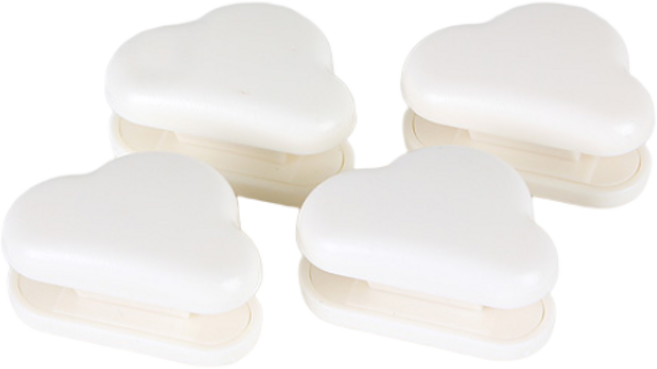 구름 디자인 치약 & 튜브용기 걸이 무타공 접착식 거치대 홀더 꽂이, 4개, 흰색