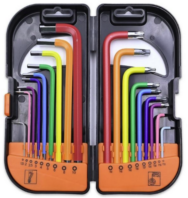 고강도 합금강 육각 볼렌치 L자 세트 18종 세트 다용도 정비공구, 1세트