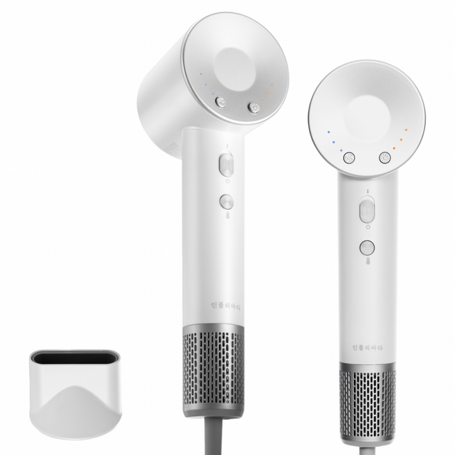 인플리바타 BLDC 항공모터 초고속 저소음 헤어 드라이기 멀티 모드 음이온 드라이어 1600W+자기흡입노즐, 화이트, BLDC-87