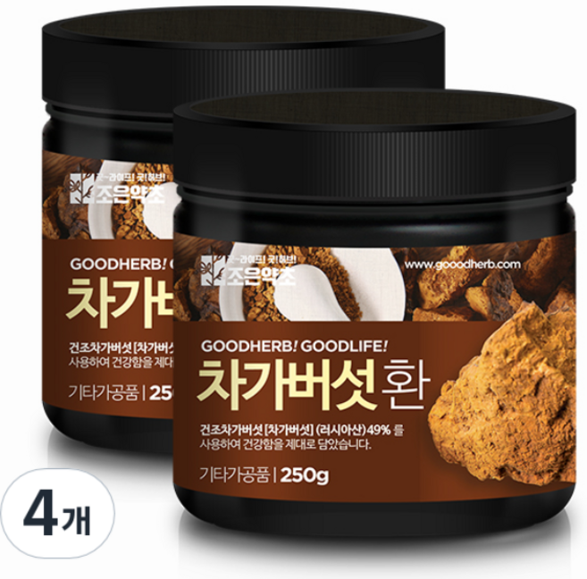굿허브 프리미엄 차가버섯환, 250g, 4개