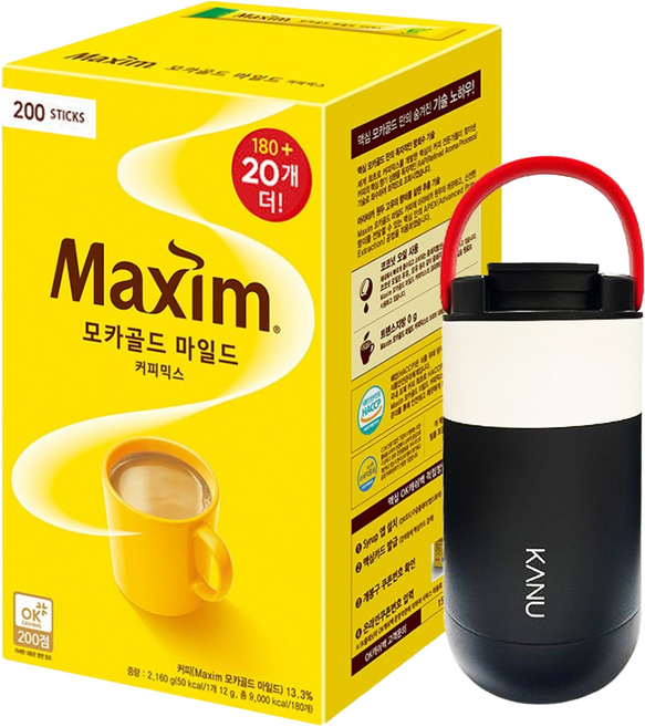 맥심모카골드 커피믹스 200T + 플렉스텀블러, 1개, 200개입, 1.2kg