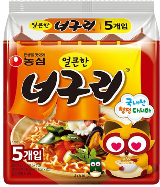 농심 너구리 얼큰한맛 5개 1봉