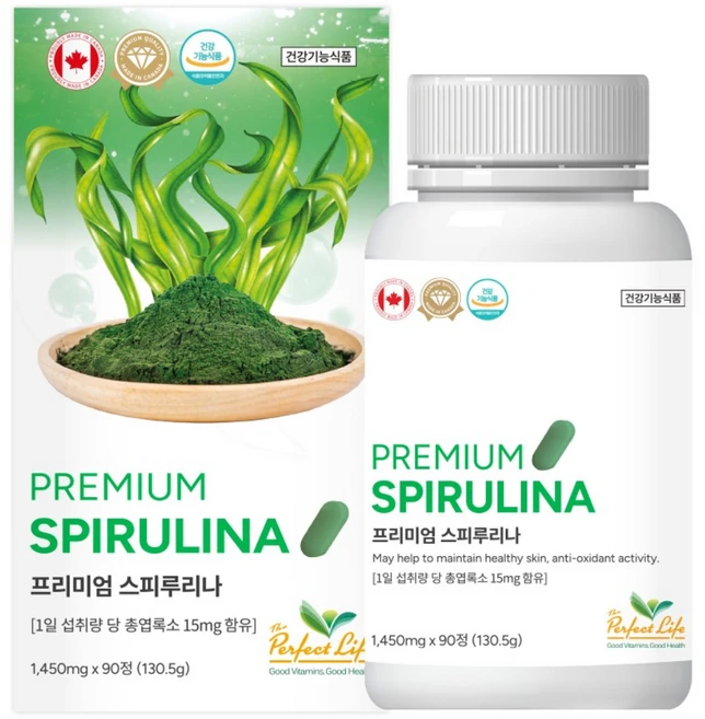 퍼펙트라이프 프리미엄 캐나다 스피루리나 1 450mg 90정 엽록소 캐나다직수입, 1개 - 쿠팡