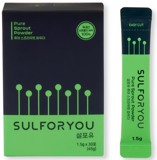 설포유 설포라판 저속노화 영양제 브로콜리새싹 퓨어 스프라우트 파우더, 1.5g, 30개