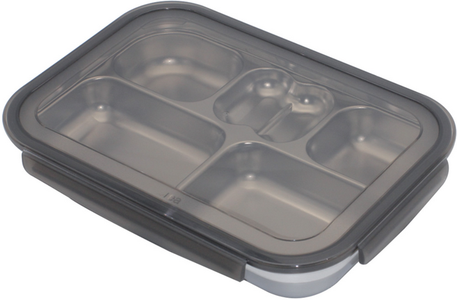 올품락 스텐 직사각 5구 식판세트, 그레이, 1세트