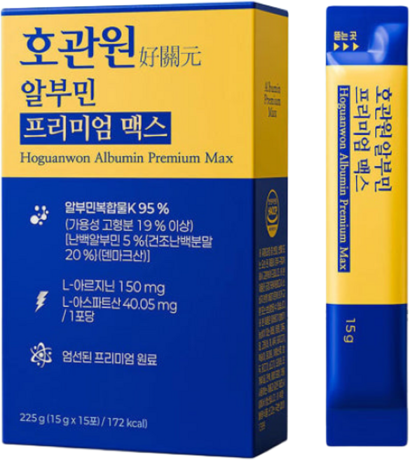 알부민 프리미엄 맥스 건강 식품 15g x 15포, 1박스, 60회분