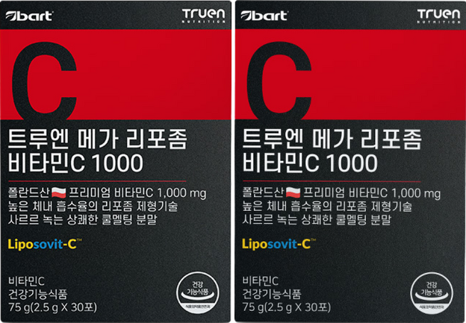 트루엔 메가 리포좀 비타민C 1000 분말스틱 30회분, 75g, 2박스