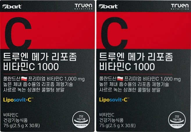 트루엔 메가 리포좀 비타민C 1000 분말스틱 30회분, 75g, 2박스 - 쿠팡