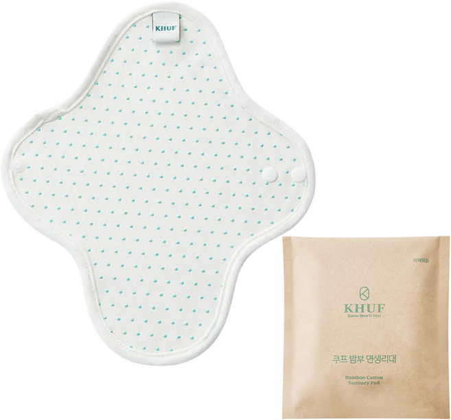 쿠프 프리미엄 유기농 밤부 면생리대 민트, 1개, 1개입, 소형