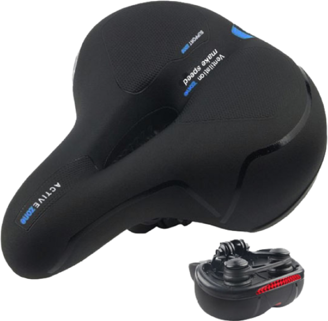 make speed 2중 스프링쿠션 자전거 안장, 블랙+블루, 1개