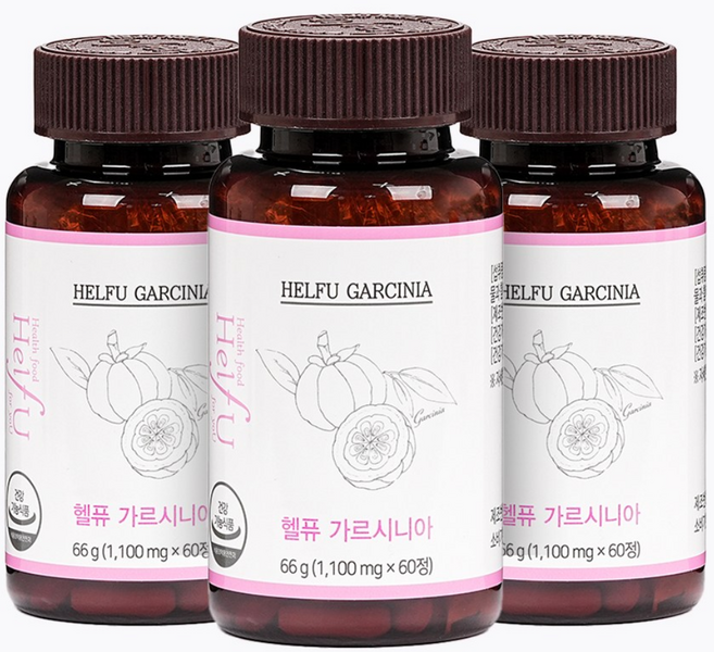 헬퓨 가르시니아 1000 다이어트 보조제 내장 체지방 탄수화물 컷팅제 3병, 60정, 3개