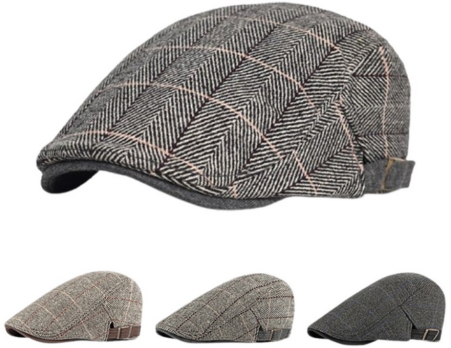컬트 남성 고급 모직체크 헌팅캡