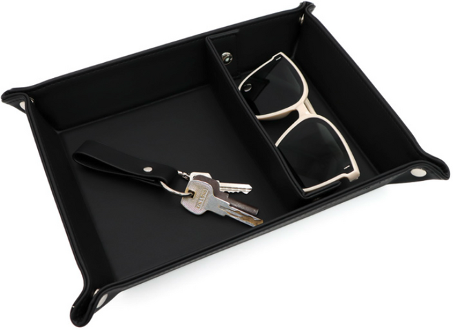 가죽 트레이 현관 키트레이 EDC 데스크 정리함 세트(키체인포함) 블랙