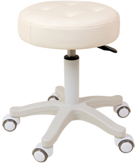 AWC 포그니 바퀴 보조의자 오피스 미용실 병원 바퀴의자 원형 회전 보조 바퀴 의자 원형스툴, 아이보리, 1개
