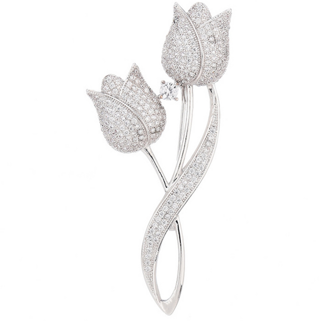 에르모사제이 B011 럭셔리 큐빅 튤립 브로치