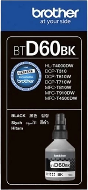 브라더 BTD60BK 잉크 정품 BT5000 DCP-T226 T220 T420 T925 T825 T920 T820 T520 T720 MFC-4500 HL-T4000DW 인쇄기잉크, 1개, Brother D60BK Black/검정 잉크