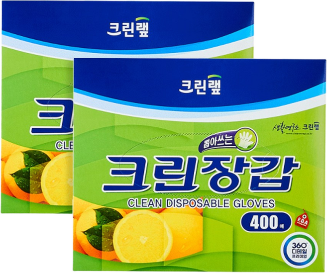 크린랩 뽑아쓰는 크린 장갑, 400개입, 2개