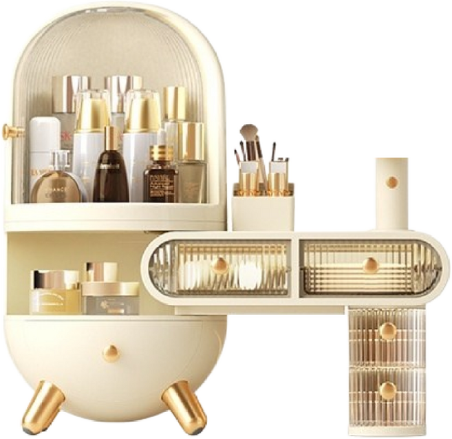 씨와이씨 다용도 럭셔리 화장품 수납함 정리대 악세사리 거울 대용량 수납 다용도 수납, 1개, 거울/화장품수납함