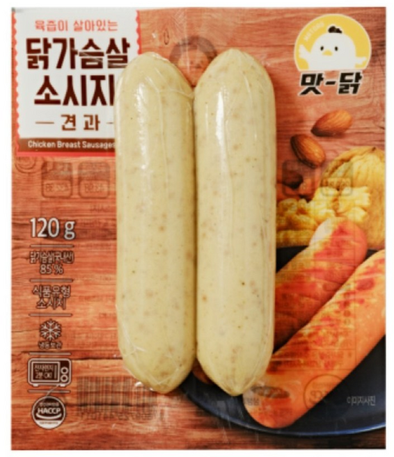 푸드원 맛닭 닭가슴살 소시지 견과맛, 10개, 120g