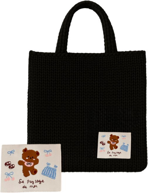 러블리라벨 직조 라벨 DIY 가방 악세사리 라벨 캐릭터 직조 라벨 면 라벨 소량 제작, 30개, 리본 리틀베어