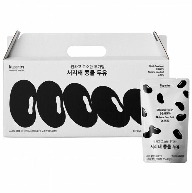 누팬트리 서리태 콩물두유 무가당 무첨가 검은콩 15팩, 150ml, 15개