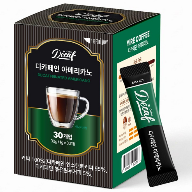 디카페인 아메리카노 원두커피믹스 블랙커피, 1개, 30개입, 1g