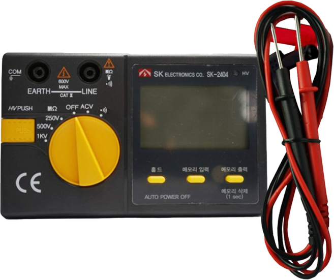 SKM전자 SK-2404 디지털 절연저항계 테스터기 메가 메거 누전검사 테스트기 리드선포함, 1개