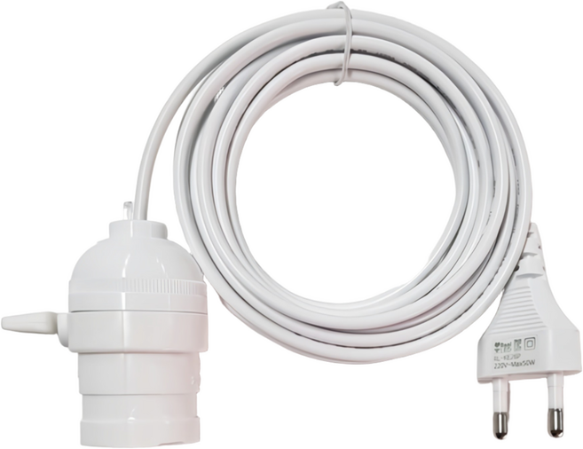 리얼엘이디 식물등 키소켓 코드선 3m 백색 식물 전등 LED 백열전구 전구소켓 전선 코드 E26, 1개