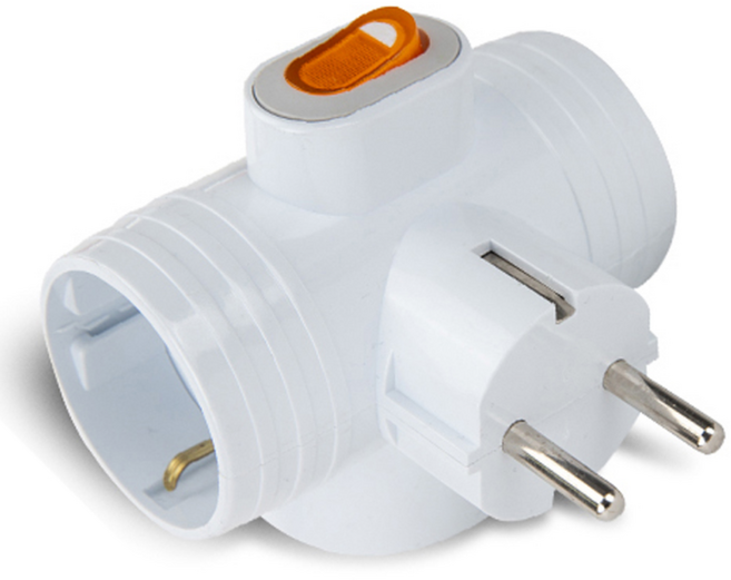 디데이마트 대기전력 차단 T형 사각3구 멀티 콘센트 안전 사각3구 절전 스위치달린 멀티탭 콘센트 돼지코 T자형콘센트 전기절약 티자형, 절전 T형 멀티콘센트, 1개, 백