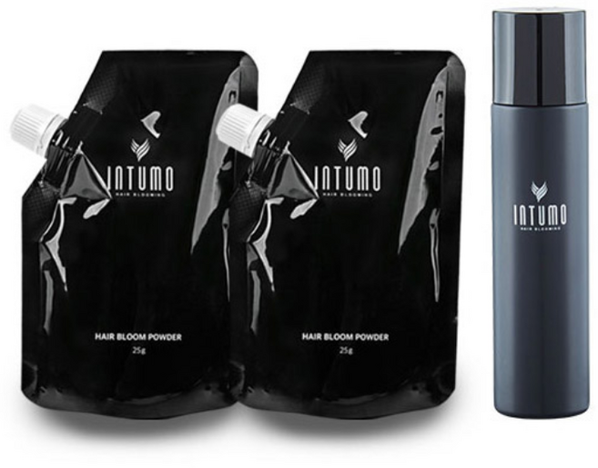 인투모 흑채 헤어블룸 파우더 리필용 25g 2p + 고정 픽서 80ml, 블랙, 1개