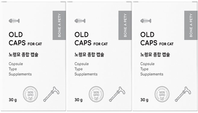 본아페티 노령묘 종합 영양제 올드캡스포캣 관절 구내염 항산화 눈 건강 관리, 3개, 종합영양제, 60정