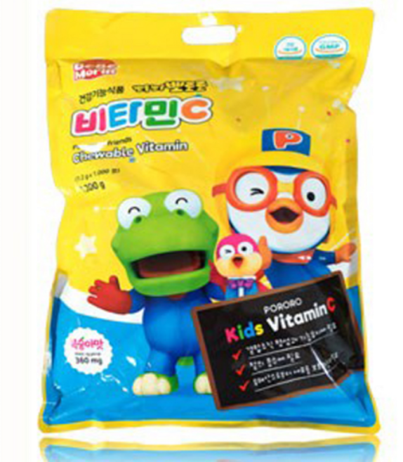뽀롱뽀롱 뽀로로 비타민C 복숭아맛 1000정 4개 어린이 키즈비타민 유치원간식