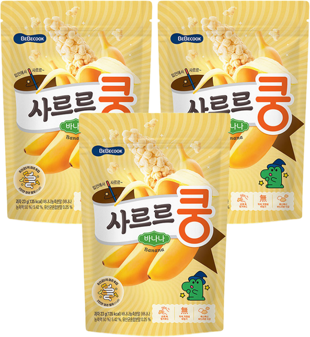 베베쿡 사르르쿵 과자, 바나나, 23g, 3개