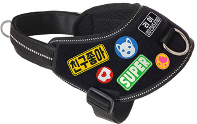 리이리이 강아지 앞섬방지 하네스 커스텀 패치부착 소형견 중형견 대형견 앞고리 가슴줄, 1개