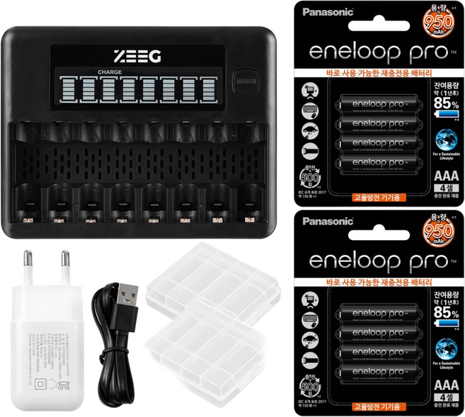 지그 스마트 8구 LCD 충전기 + 에네루프 충전지 세트, 1개