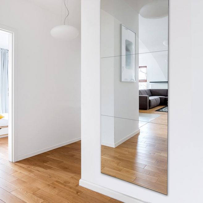 대형 모칸도 아크릴 거울 60X60cm 모서리 직각형 접착식 DIY거울 두께 3mm 재단가능