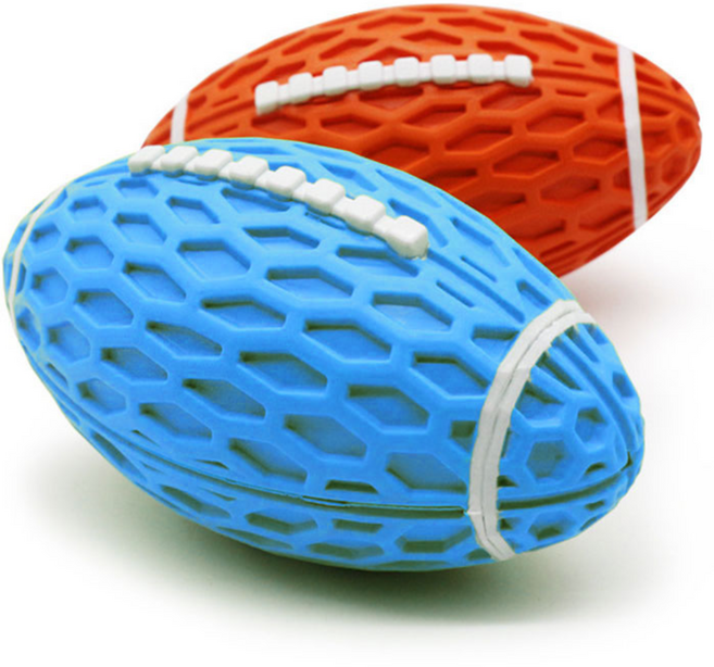 강아지 장난감 삑삑이 럭비공 치석제거 천연고무 장난감공, 오렌지, 1개