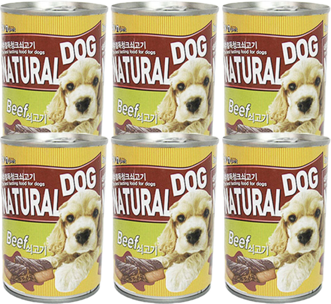 강아지 사료 통조림캔 애견 간식 내추럴 독 청크캔, 6개