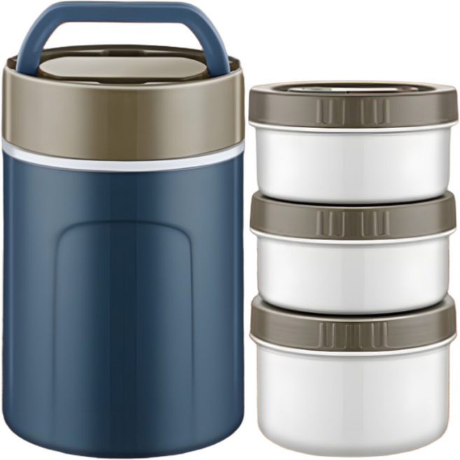코코리브 스텐 316 보온도시락, 1세트, 블루
