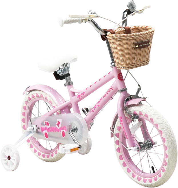 나리몽 키즈 아동 어린이 유아 네발 자전거 14인치 16인치, 핑크, 100cm, 1개