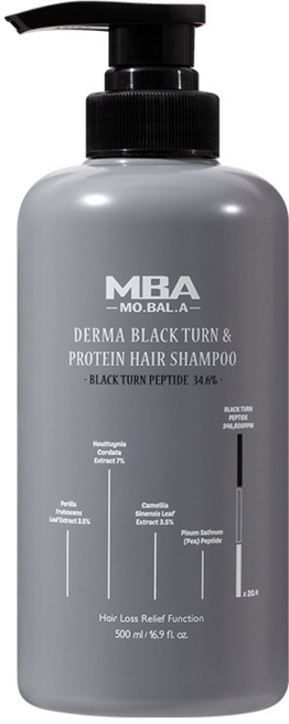 MBA 탈모완화 새치개선 두피영양 탈모케어 모발아 더마 블랙턴 앤 프로틴 헤어 샴푸, 1개, 500ml