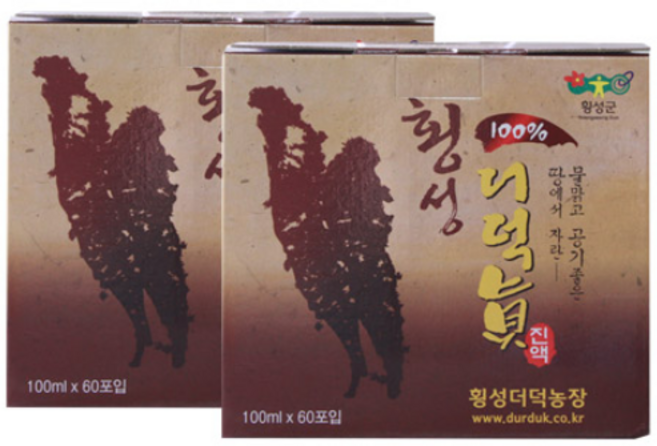 횡성더덕농장 더덕 즙 100% 120포, 2박스, 90ml