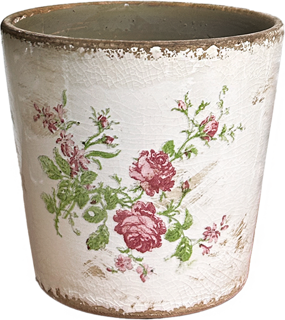 일일미학 앤틱 패턴 빈티지 도자기 토분 화분 컵팟, 로즈, 1개