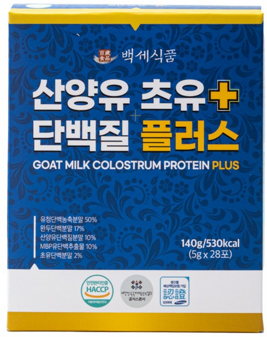 백세식품 산양유 초유단백질 플러스 스틱 5g x 28포 HACCP, 5박스, 140g