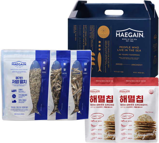 [해가인] 저염멸치 3종 세중대 360g & 해멸칩50g 2봉, 1세트