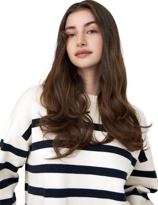 클립스 가발 루즈펌 웨이브 붙임머리 헤어피스 5피스_레이나, 내츄럴 블랙, 1개