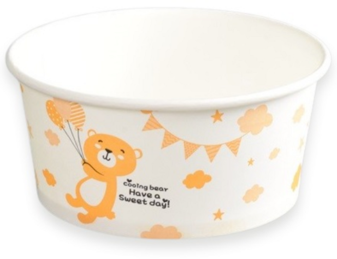 지나팩 일회용 종이용기 곰돌이 디자인 520cc, 50개, 1세트