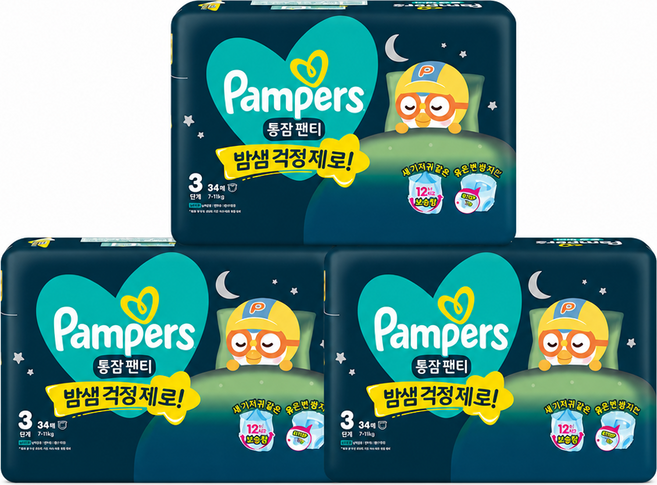 팸퍼스 2026 통잠 팬티형 기저귀 남여공용, 3단계, 102매